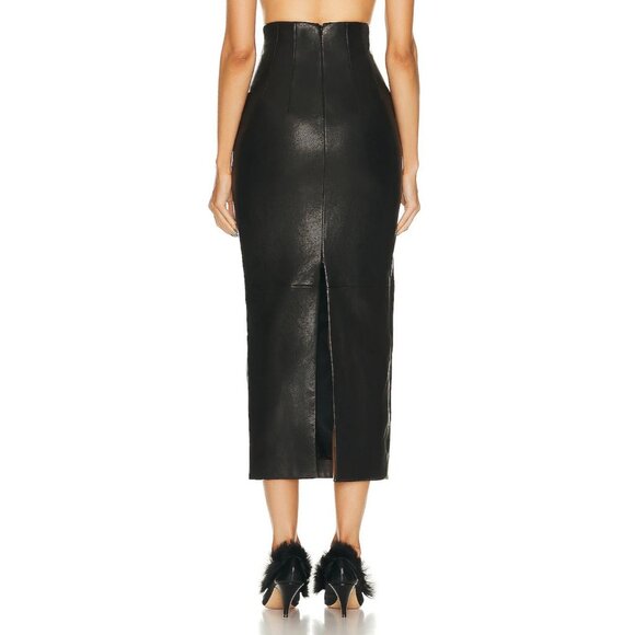 KHAITE Loxley Skirt in Black Leather - Picture 8 of 9